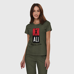 Пижама хлопковая женская Muhammad Ali boxer, цвет: меланж-хаки — фото 2