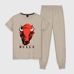 Пижама хлопковая женская Chicago bull, цвет: миндальный