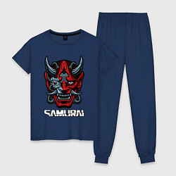 Пижама хлопковая женская Samurai mask, цвет: тёмно-синий