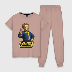 Пижама хлопковая женская Real vault boy, цвет: пыльно-розовый