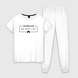 Пижама хлопковая женская No Mans Sky gaming champion: рамка с лого и джойст, цвет: белый