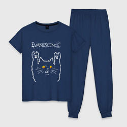Пижама хлопковая женская Evanescence rock cat, цвет: тёмно-синий