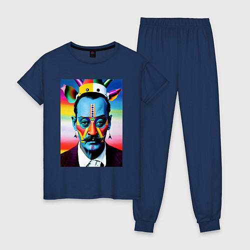 Женская пижама Salvador Dali - pop art - neural network / Тёмно-синий – фото 1