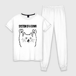 Пижама хлопковая женская System of a Down - rock cat, цвет: белый