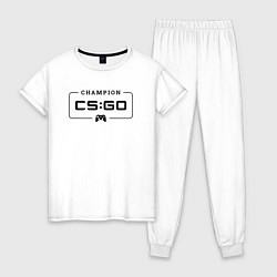 Пижама хлопковая женская Counter Strike gaming champion: рамка с лого и джо, цвет: белый