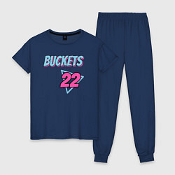 Пижама хлопковая женская Buckets 22, цвет: тёмно-синий