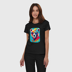 Пижама хлопковая женская Pop-Art Panda, цвет: черный — фото 2