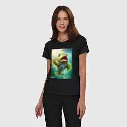 Пижама хлопковая женская Большой карп, цвет: черный — фото 2