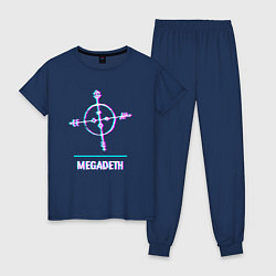Пижама хлопковая женская Megadeth glitch rock, цвет: тёмно-синий