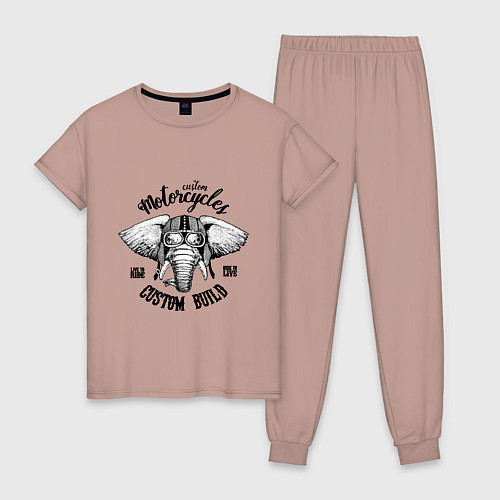 Женская пижама Байкер слон / Пыльно-розовый – фото 1