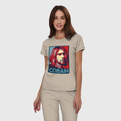 Пижама хлопковая женская Nirvana - Kurt Cobain, цвет: миндальный — фото 2