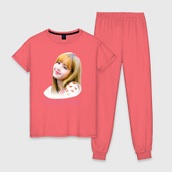 Пижама хлопковая женская Lisa Blackpink, цвет: коралловый