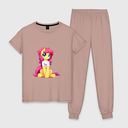 Пижама хлопковая женская Моя милая пони, цвет: пыльно-розовый