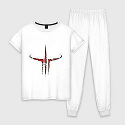 Пижама хлопковая женская Quake III logo, цвет: белый