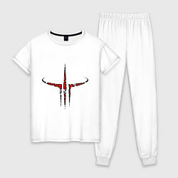 Пижама хлопковая женская Quake III logo, цвет: белый