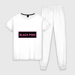 Пижама хлопковая женская Логотип Блек Пинк, цвет: белый
