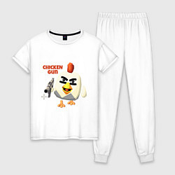 Пижама хлопковая женская Chicken Gun злой, цвет: белый