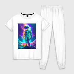 Пижама хлопковая женская Сон астронавта - нейросеть, цвет: белый