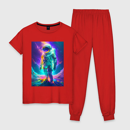 Женская пижама Сон астронавта - нейросеть / Красный – фото 1
