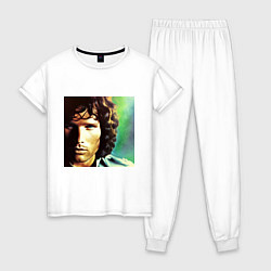Пижама хлопковая женская Jim Morrison One eye Digital Art, цвет: белый
