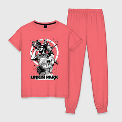 Пижама хлопковая женская Linkin Park all, цвет: коралловый