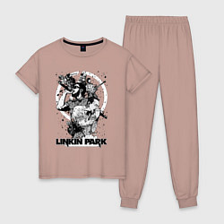Пижама хлопковая женская Linkin Park all, цвет: пыльно-розовый