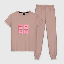 Пижама хлопковая женская Гламурный мерч BlackPink, цвет: пыльно-розовый