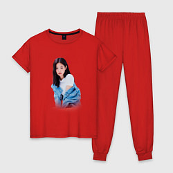 Пижама хлопковая женская Jennie Kim Kpop, цвет: красный