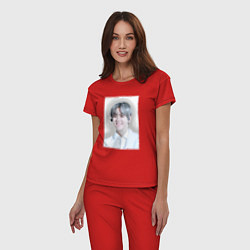 Пижама хлопковая женская Бэкхён, цвет: красный — фото 2