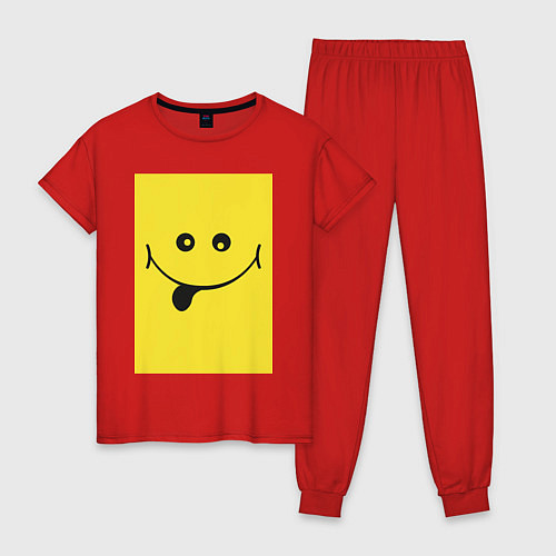 Женская пижама Супер позитивный крейзи смайл / Красный – фото 1