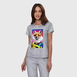 Пижама хлопковая женская Fox - pop art - fashionista, цвет: меланж — фото 2