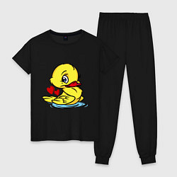 Пижама хлопковая женская Duckling hearts, цвет: черный