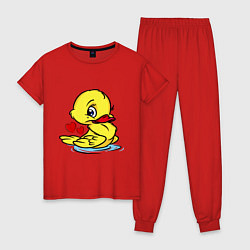 Пижама хлопковая женская Duckling hearts, цвет: красный