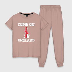 Пижама хлопковая женская Come on England, цвет: пыльно-розовый