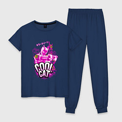 Пижама хлопковая женская Cool cat- Killer queen- Jo jo, цвет: тёмно-синий