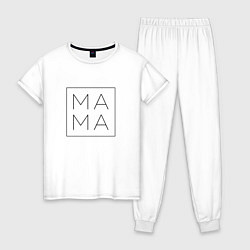 Пижама хлопковая женская МАМА в рамке, цвет: белый