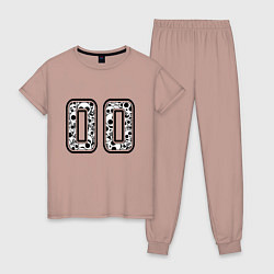 Пижама хлопковая женская Год рождения номер 00, цвет: пыльно-розовый