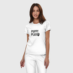 Пижама хлопковая женская Puppy Play, цвет: белый — фото 2
