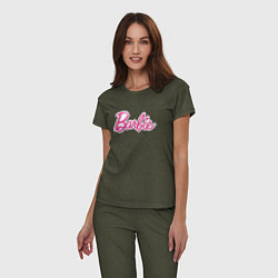 Пижама хлопковая женская Barbie title, цвет: меланж-хаки — фото 2