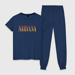 Пижама хлопковая женская Nirvana logo, цвет: тёмно-синий