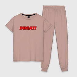 Пижама хлопковая женская Ducati - красный градиент, цвет: пыльно-розовый