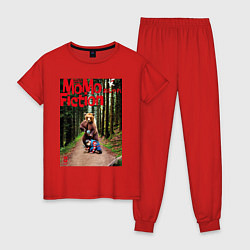 Пижама хлопковая женская MoMo - Юный натуралист, цвет: красный