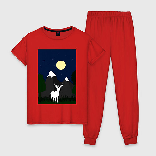 Женская пижама Олень под луной / Красный – фото 1