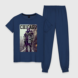 Пижама хлопковая женская Модный чувак из Чикаго - нейросеть, цвет: тёмно-синий