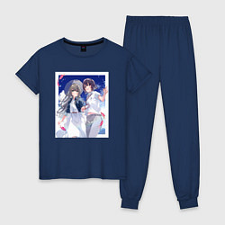 Пижама хлопковая женская Кукуру Мисакино и Фука Миядзава - Акватоп белого п, цвет: тёмно-синий