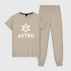 Пижама хлопковая женская Astro logo, цвет: миндальный