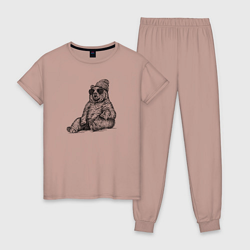 Женская пижама Медведь на чиле / Пыльно-розовый – фото 1