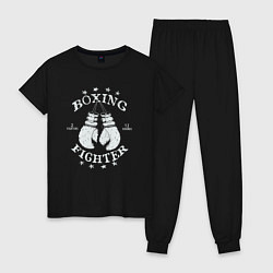 Пижама хлопковая женская Boxing fighter, цвет: черный