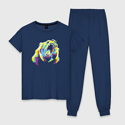 Пижама хлопковая женская Медведь WPAP, цвет: тёмно-синий