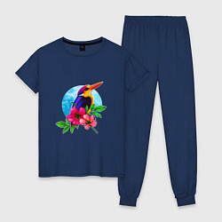 Женская пижама Тропическая птица в цветах